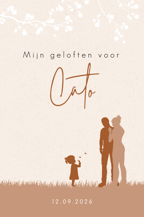 Geloftenboekje bruiloft met silhouet gezin