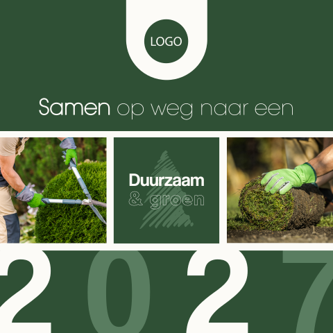 Groene kerstkaart zakelijk met foto's en eigen logo