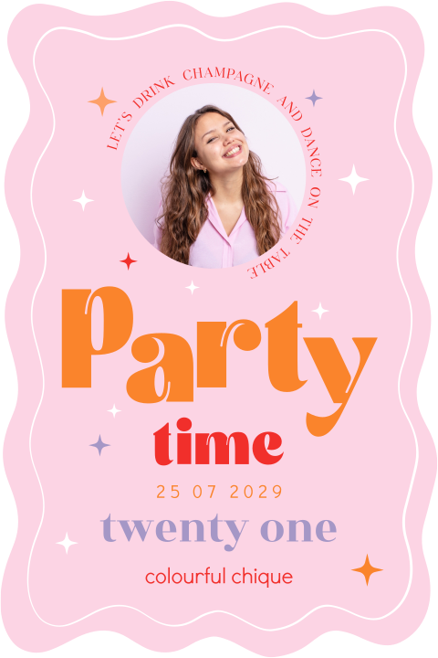 Party time 21 diner uitnodiging met foto