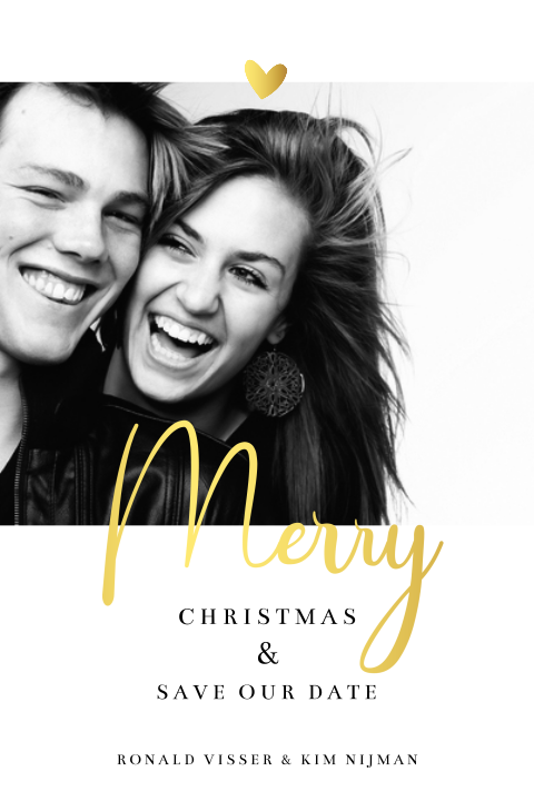 Strakke Save the date kerstkaart met foto