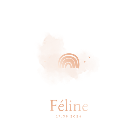 Lief meisjes geboortekaartje met regenboog en roséfolie