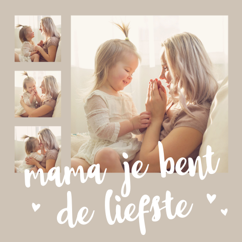 Moederdag kaart met foto collage van 4 foto's