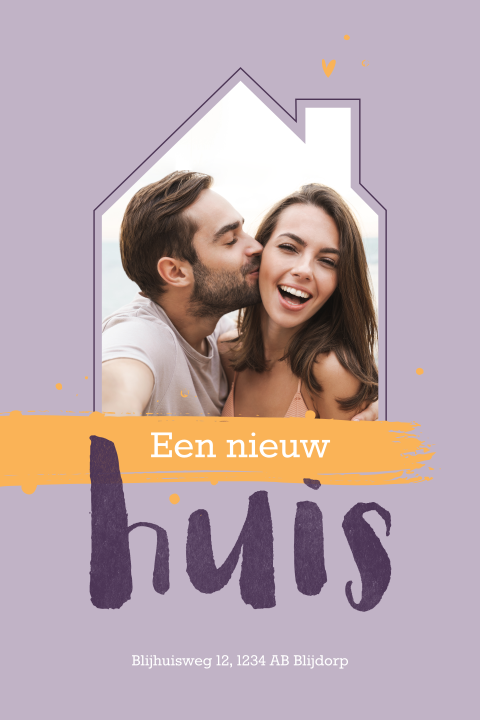 Kleurrijke verhuiskaart met foto en huis