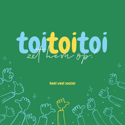 Succes kaart toi toi toi met duimen
