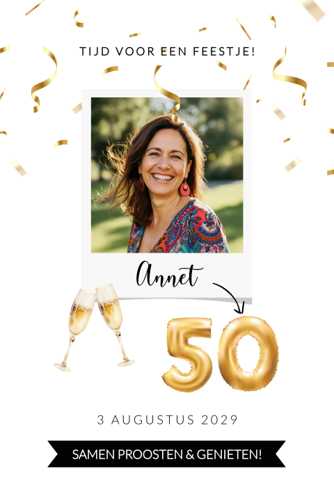 Hippe uitnodiging Sarah 50 jaar