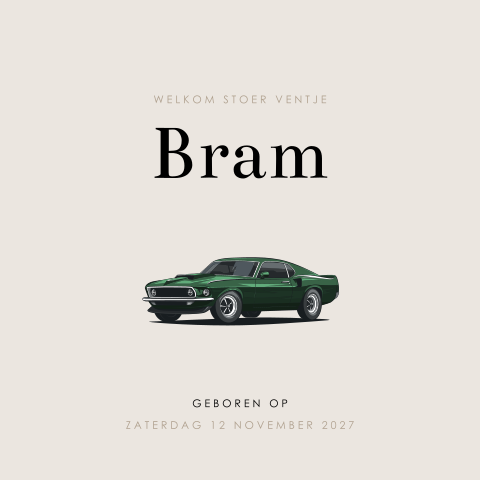 Geboortekaartje met retro auto voor een jongen