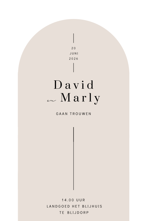 Basic trouwkaart rustig design arch