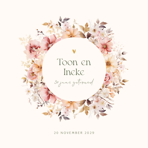 Bloemen uitnodiging 50 jaar getrouwd