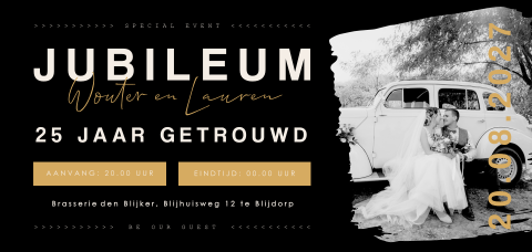 Ticket met trouwfoto uitnodiging 25 jaar getrouwd