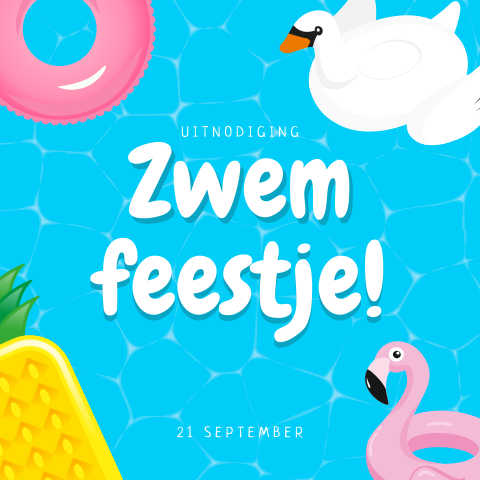 Zwemfeestje kinderverjaardag uitnodiging met zwemband en water