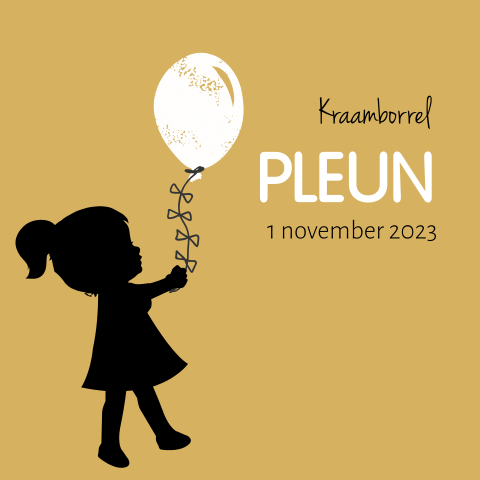 Kraamborrel meisjes silhouet met ballon