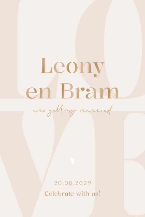 Typografische trouwkaart met de tekst love