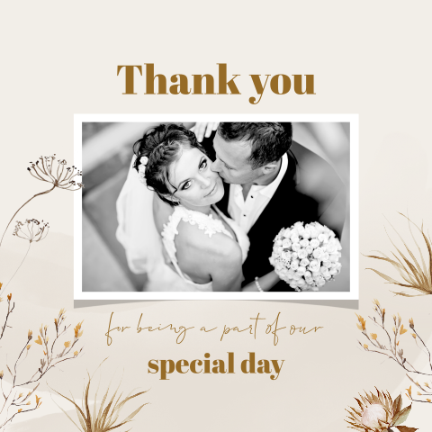 Foto bedankkaart met afgeronde hoeken en droogbloemen