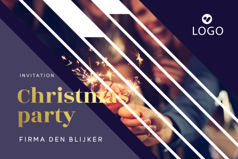 Zakelijke stijlvolle kerstborrel uitnodiging met foto en logo
