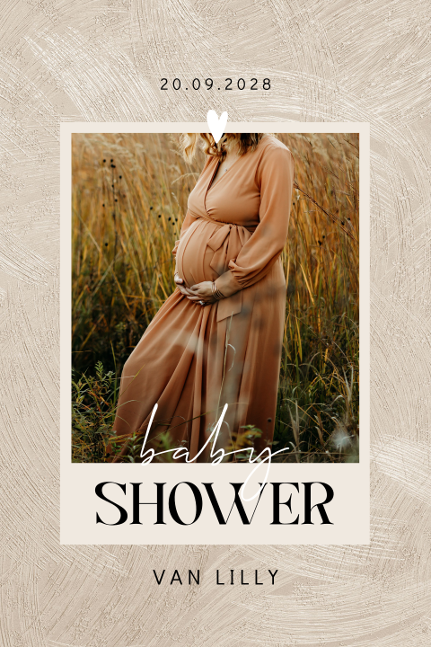 Stijlvolle uitnodiging met foto voor een babyshower