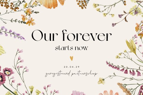 Geregistreerd partnerschap uitnodiging met aquarel velbloemen