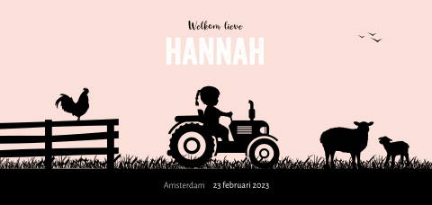 Boerderijdieren met meisje op tractor