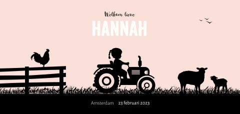 Boerderijdieren met meisje op tractor