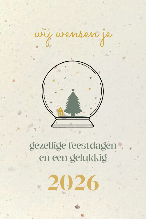 Duurzame kerstkaart met snowglobe voor het goede doel