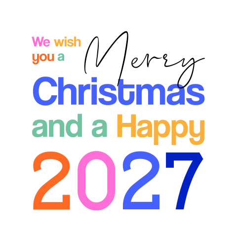 Kleurrijke kerstkaart typografisch