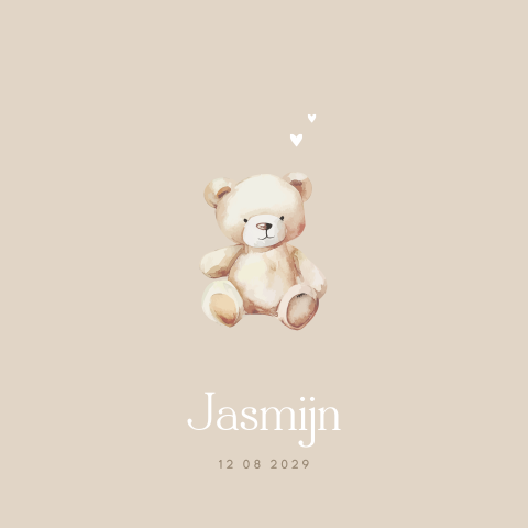 Lief geboortekaartje unisex met teddybeer