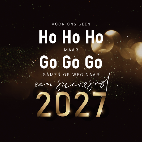 Go go go zakelijke kerstkaart met sprankelend jaartal