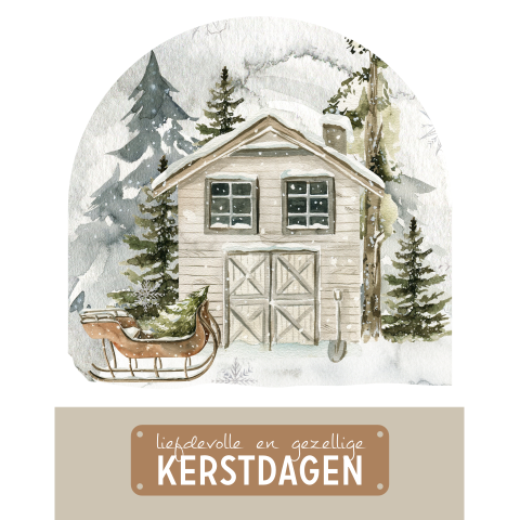 Nostalgische sneeuwbol kerstkaart winter met arrenslee