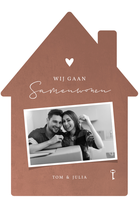 Fotokaart samenwonen in de vorm van een huisje
