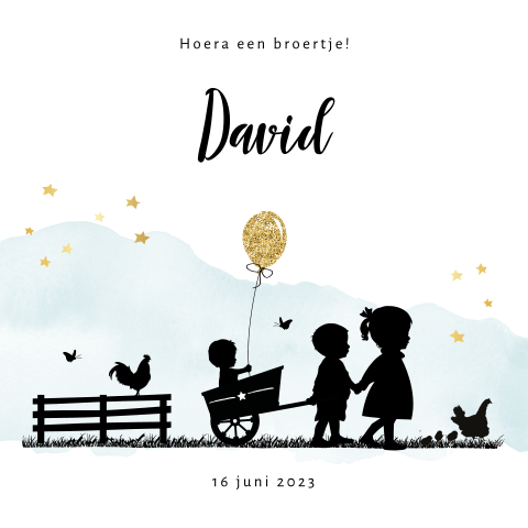 Silhouet kaartje 3 kindjes voor broertje