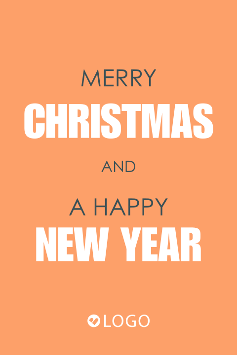Klein kaartje Merry Christmas and a Happy New Year met logo