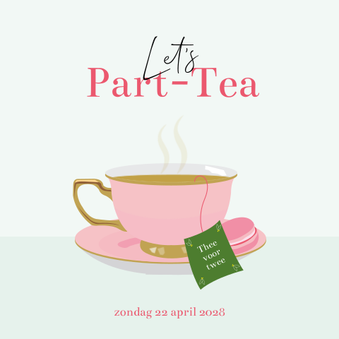 High tea uitnodiging met theekopje en macaron