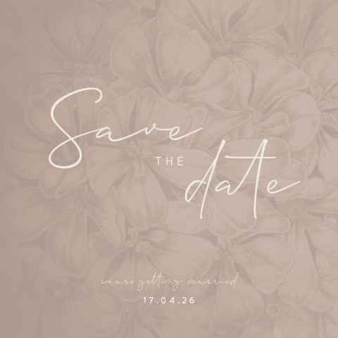 Romantische Save the Date kaart met ronde hoeken en bloemen