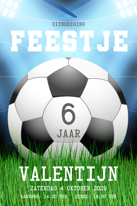 Voetbal uitnodiging kinderpartijtje verjaardag