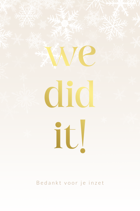 We did it kerstkaart zakelijk met ijskristallen, folie en ronde hoeken