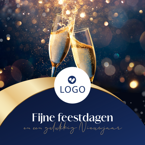 Champagne goudlook zakelijke kerstkaart