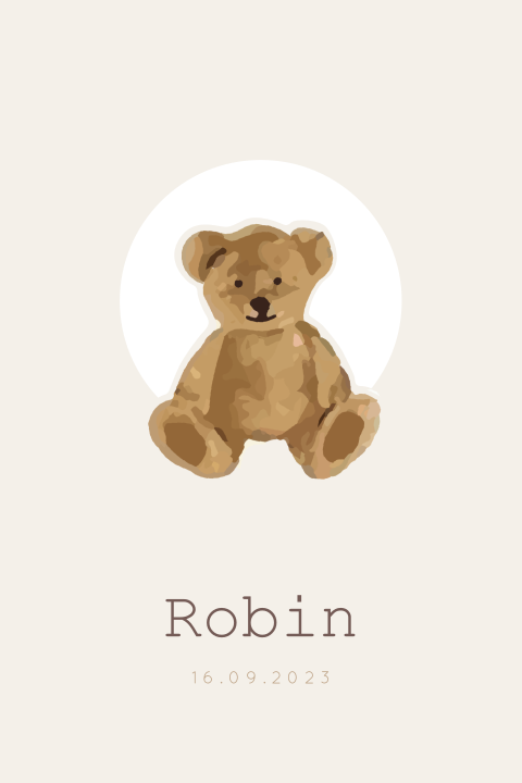 Teddy bear geboortekaartje met uitsnede uit de Jollein collectie