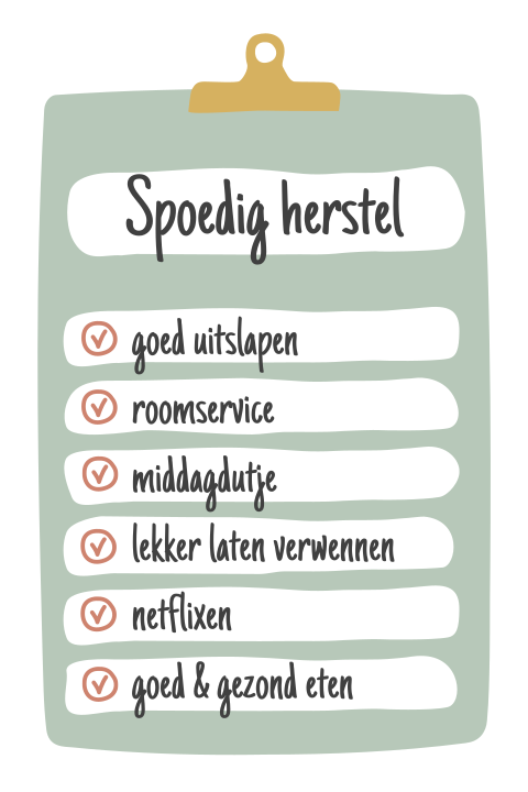 Beterschapskaart spoedig herstel checklist clipboard