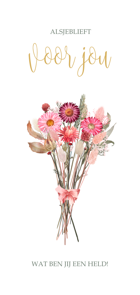 Samen sterk kaart met boeket bloemen