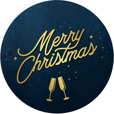 Ronde zakelijke kerstkaart Merry Christmas met goudfolie en logo