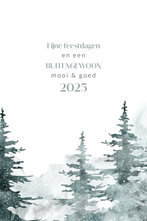 Zakelijke kerstkaart met winterse bomen en sneeuw