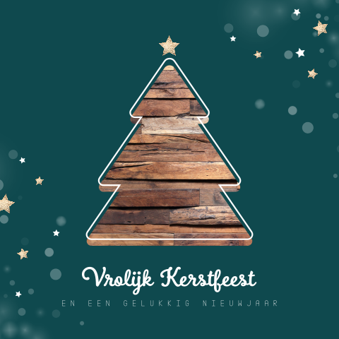Kerstboom zakelijke kerstkaart met steigerhout