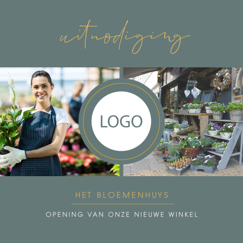 Zakelijke opening uitnodiging met foto en logo