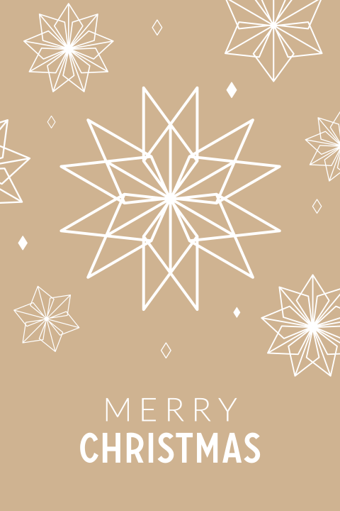Hippe kerstkaart met geometrische sneeuw ijskristallen