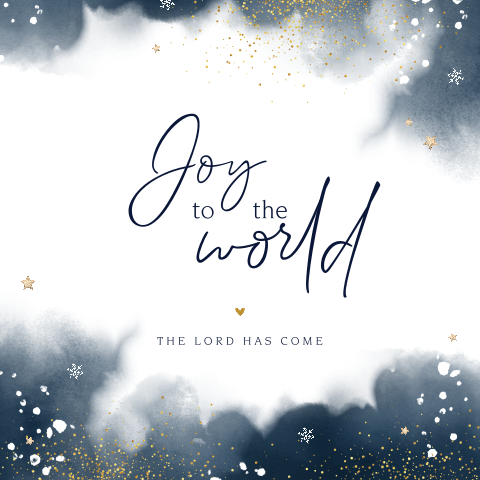 Joy to the world christelijke kerstkaart met aquarel