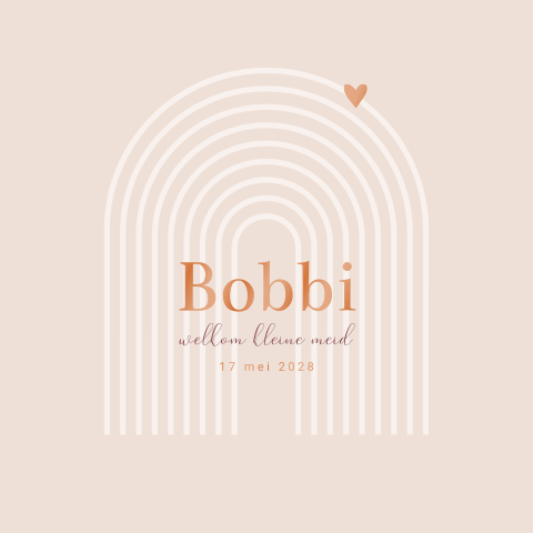 Hoogglans geboortekaartje meisje met regenboog