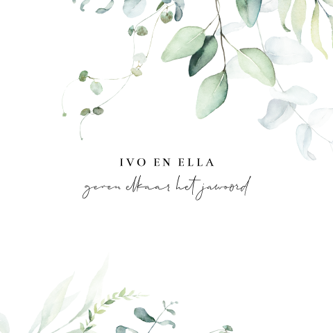 Hippe trouwkaart met aquarel eucalyptus