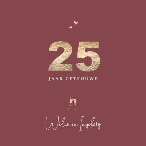 Uitnodiging 25 jaar getrouwd met champagne glazen