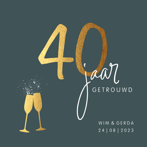 Stijlvolle jubileumkaart 40 jaar met proostende glazen