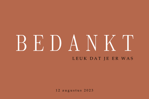 Strakke bedankkaart Clean Koper