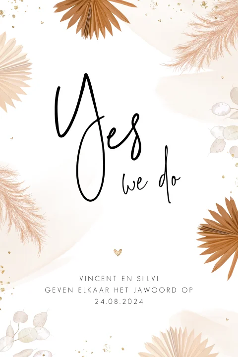 Romantische trouwkaart met bloemen en aquarel